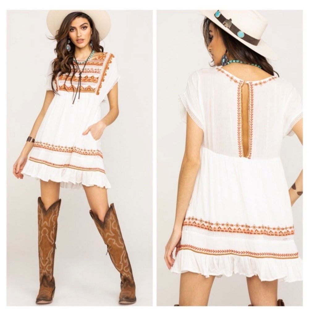 Free People Sunrise Wanderer Embroidered Dress Small